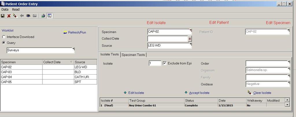 Figure 14 22. Check for User-defined organisms customized in your LabPro system. Go to Utilities>Customization>Codes>Organisms. 23.