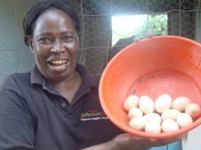 She sold 25 of the chickens for KES 8,500 in September and a further 5 cockerels in December for KES 3,000.