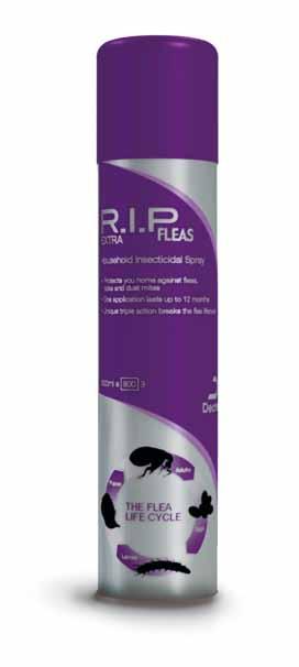 R.I.P FLEAS EXTRA Don ts Do not apply to clothing Do not apply to human bedding, pillows or mattresses Do not apply to foodstuffs, eating utensils or surfaces where food is