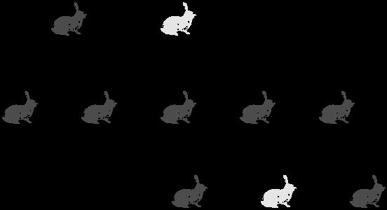 (b) The diagram shows the family tree for a family of rabbits. Use words from the list below to complete the sentences.