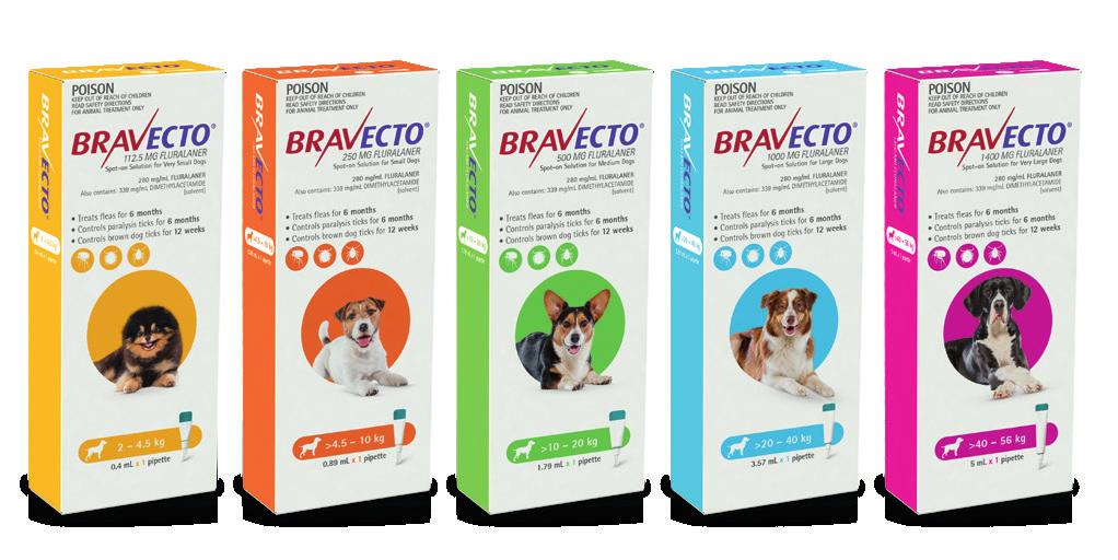 SIMPLE, CONVENIENT DOSING BODY WEIGHT OF DOG (KG) BRAVECTO VERY SMALL DOG BRAVECTO SMALL DOG BRAVECTO