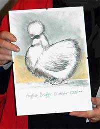 At the Silkies, the Best Collection of Four was won by Gerben Stighter; 4 White Silkie bantams with 385 points.