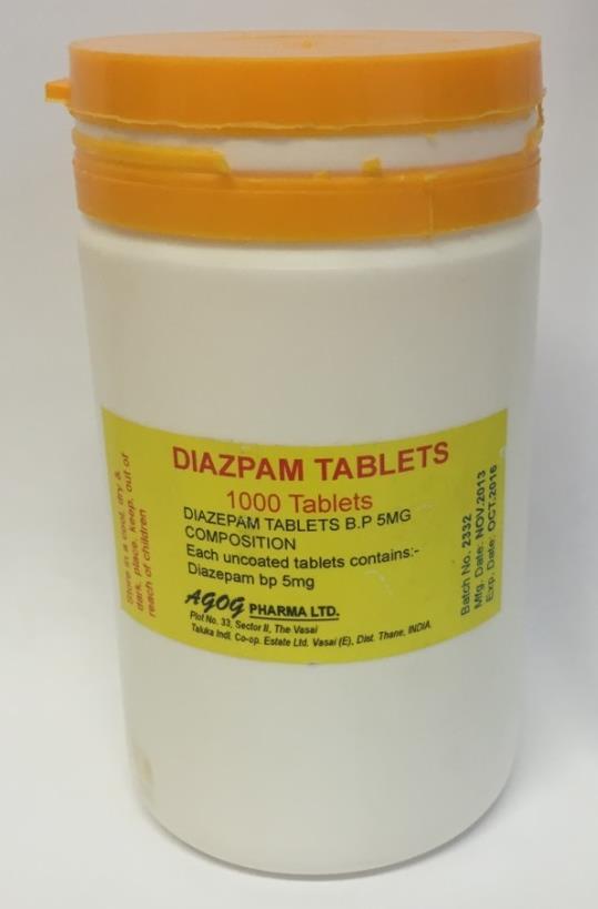 Toxic Reactions Falsified Diazepam Container of 1000 tablets Labelled Diazepam Laboratory analysis