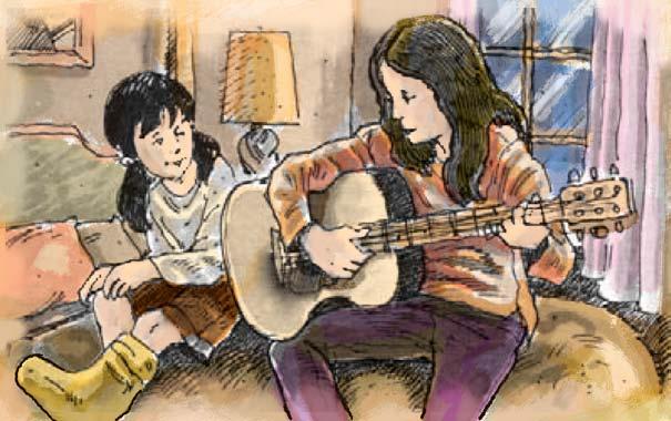 Rosaria played slow songs, fast songs even a song she wrote. When the concert was over, Rosaria gave Anna one final treat: she taught her sister to play three guitar chords.