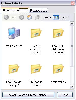 To find the most suitable picture for your activity, use the F12 key to scroll through the picture options for Clicker Writer documents and text boxes.