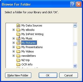 6. Browse to the folder on your hard drive where your