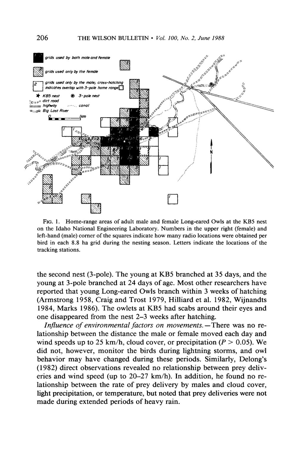 206 THE WILSON BULLETIN l Vol. 100, No. 2, June 1988 grids used by both male o"d fern/e -_ hlghuay..... cone, =:::s 6 jg Lost Rwer FIG. 1. Home-range areas of adult male and female Long-eared Owls at the KB5 nest on the Idaho National Engineering Laboratory.