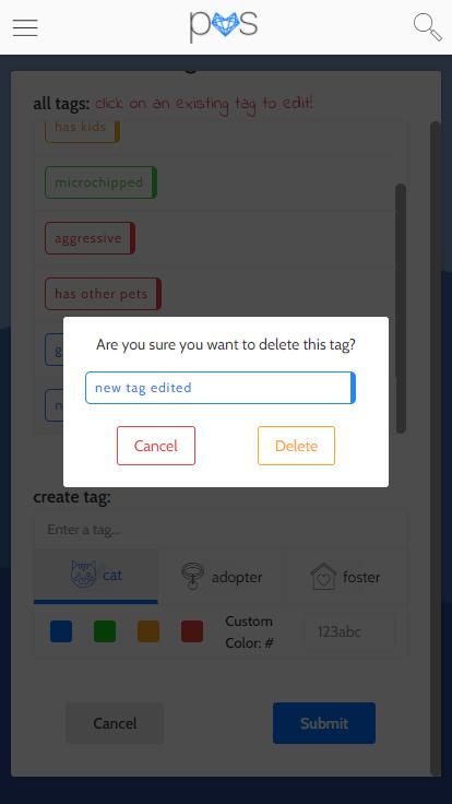 If you choose delete, you will be asked to confirm the deletion of the tag.