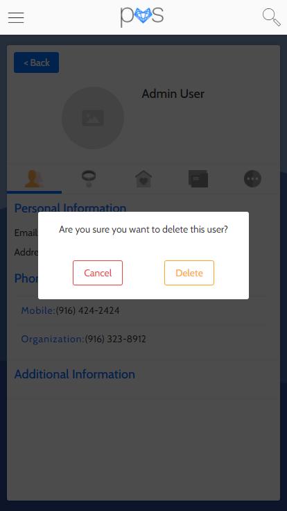 Delete a Volunteer Administrators can choose Delete from the paw menu to delete a volunteer s