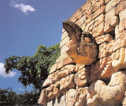Above is a macaw sculpture on a wall of the main
