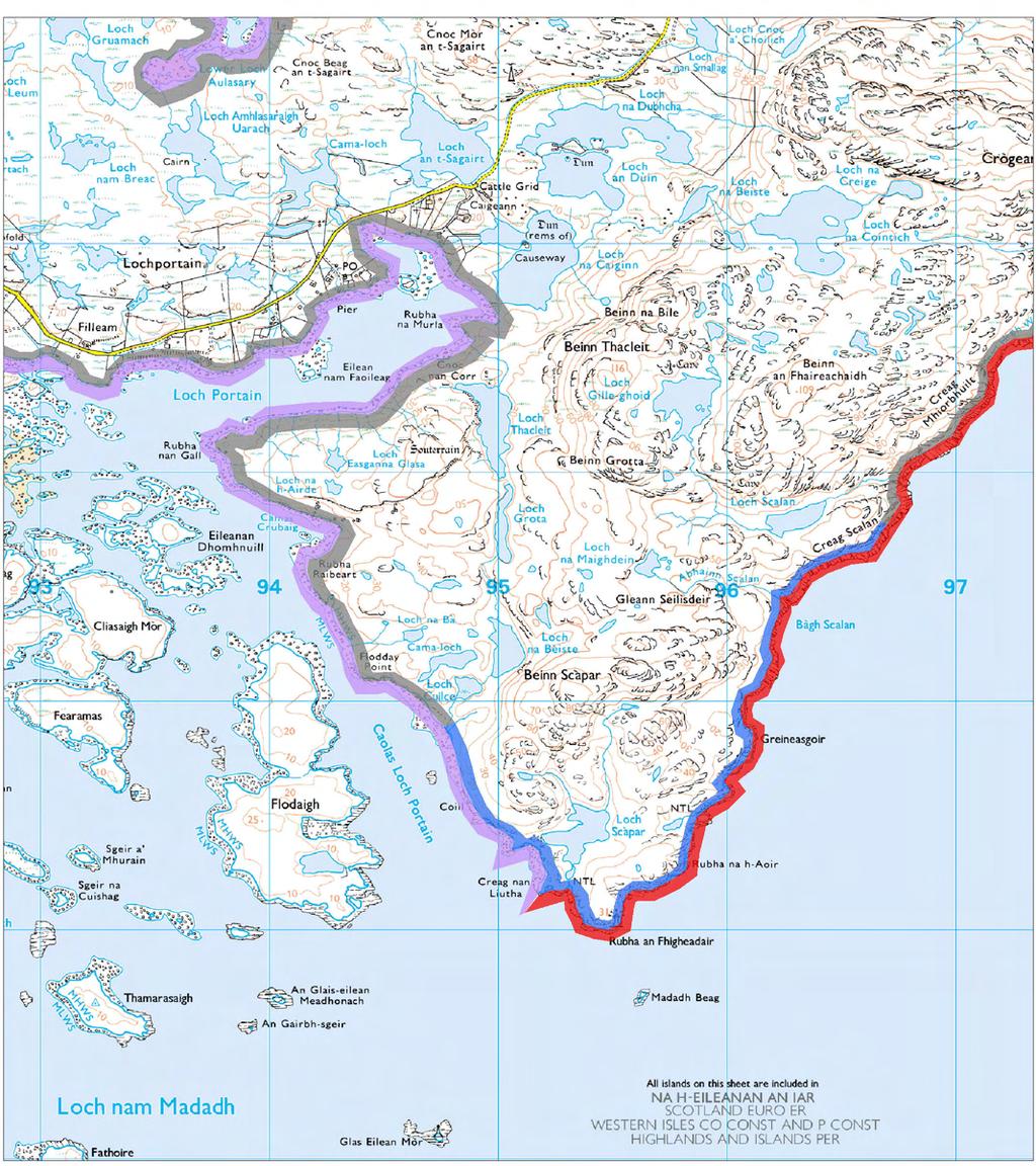 NORTH UIST MAP 4 - HINTERLAND GEOLOGY AND FORESHORE GEOMORPHOLOGY Crògearraidh na Thobha to Loch Portain Reproduced with the permission of Ordnance Survey on behalf of The Contoller of Her Majesty's