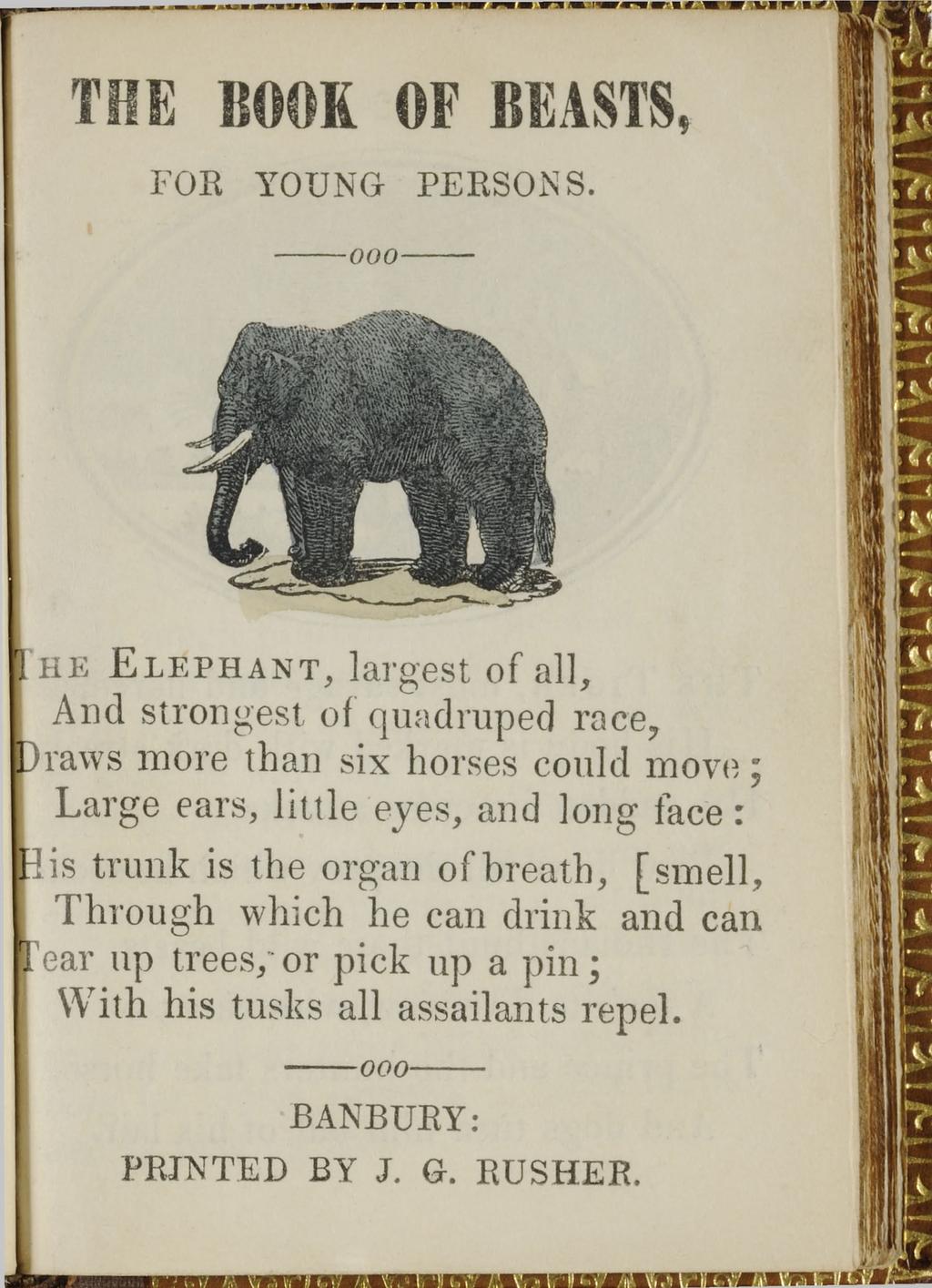 THE BOOK OF BEASTS, FOR YOUNG PERSONS.
