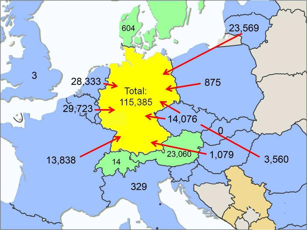 Cattle imported to Germany in 2010 from Countries without mandatory BVDV Control