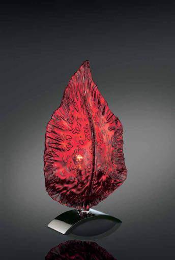 art. 690/LG Tavolo - Materiali: cristallo, vetro, metallo Finitura: rosso, cromo - Lampadine: 1x70w - E27 Table - Materials: crystal, glass, metal Finish: red, chrome - Bulbs: 1x70w