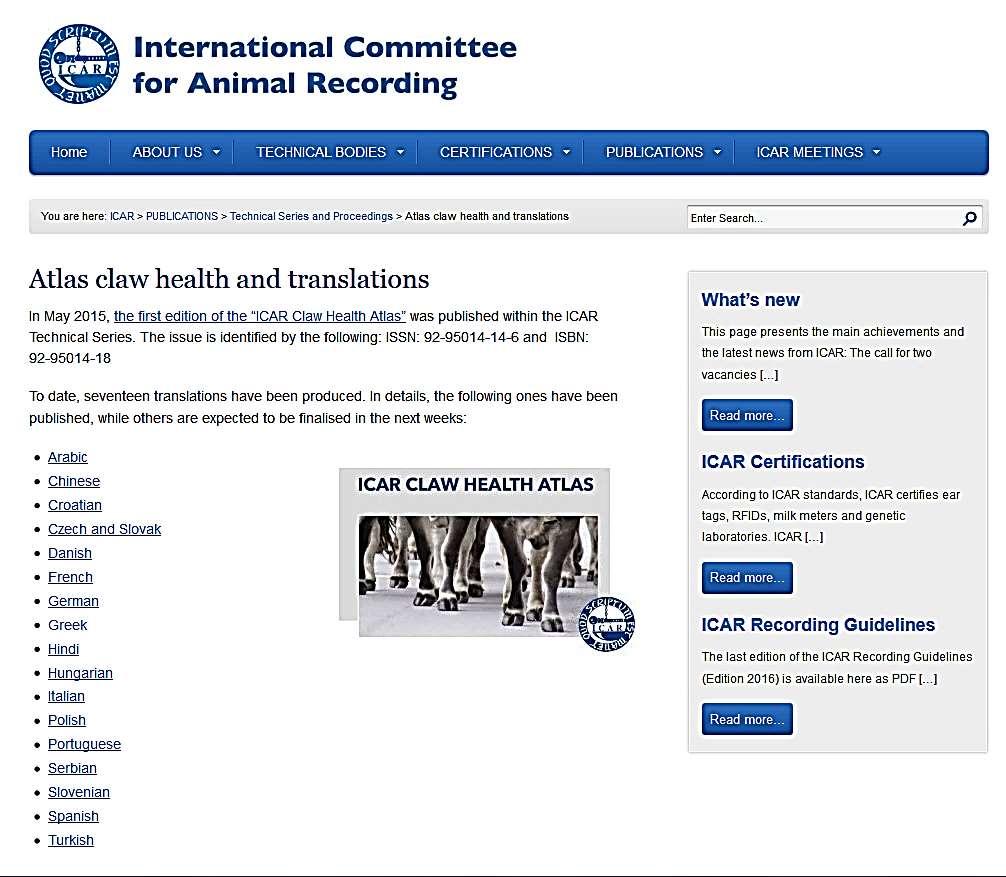ICAR Atlas claw health published in May 2015 Translations in 17 languages Document freely
