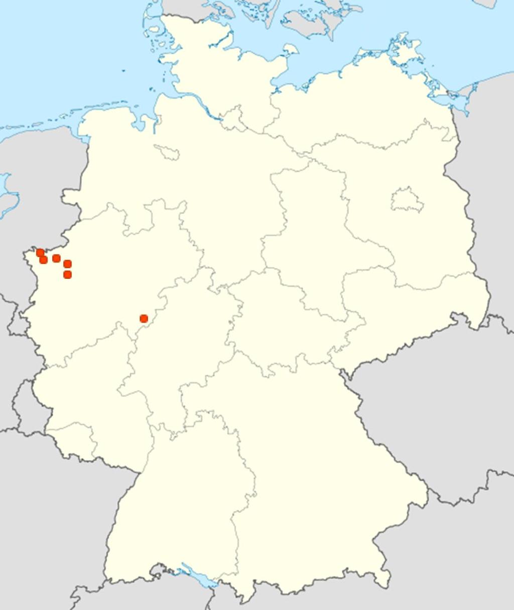 Map of first cattle cases in Germany - 12 positive samples - 6 cattle farms - 11 adult