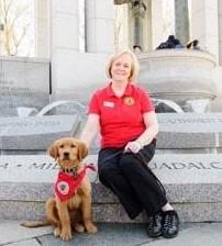 The first six months of a VMF service dog's placement with a veteran are a probationary period, during which time the service dog and the veteran prepare for the public access test, which they take