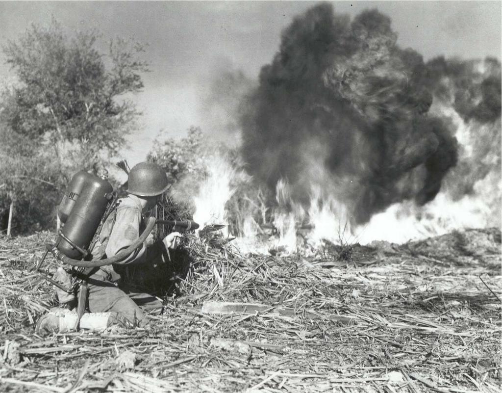 4 FLAMETHROWERS Killed: 2300 First apperence: the second year When used: to destroy towns, bunkers and to kill Today I m going to tell you why flamethrower were so deadly and what they did to