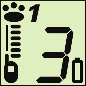 Paw blinks if signal is lost (dog out of range or collar battery is depleted.) Transmitter Icon Indicates that the transmitter is on and functioning properly.
