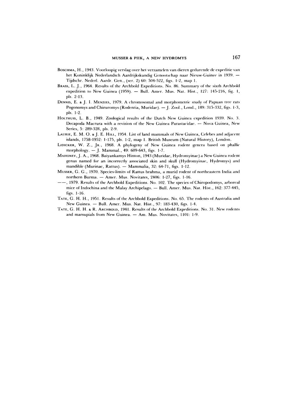 MUSSER & PIIK, A NEW HYDROMYS 167 BOSCHMA, H., 1943.