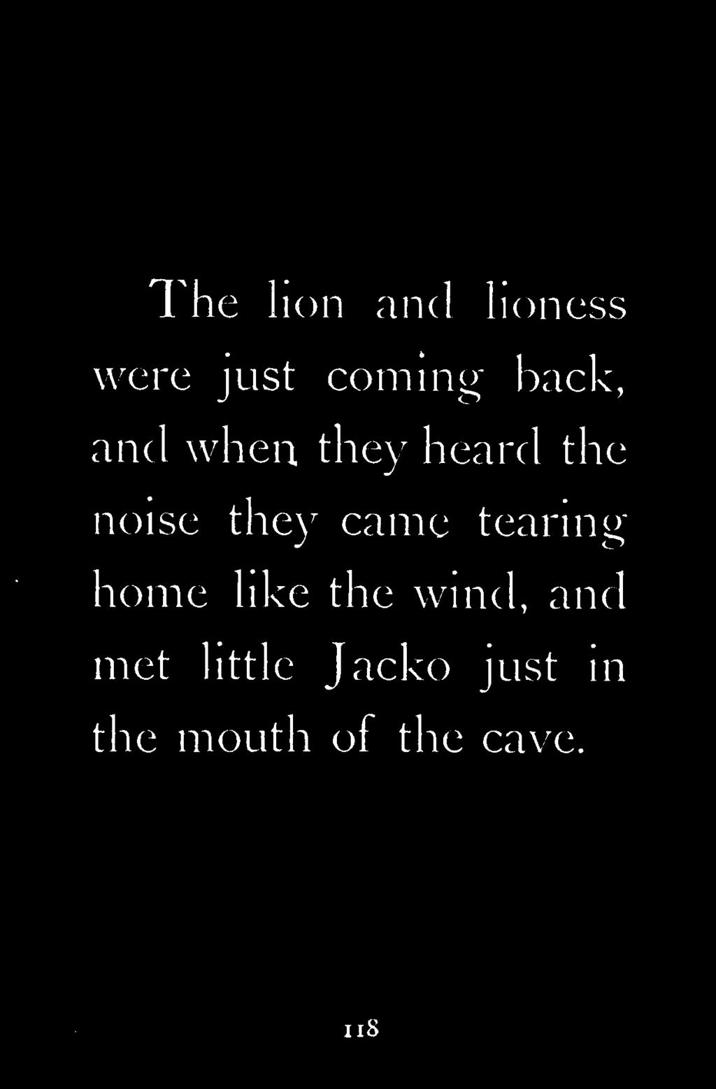 The lion and lioness were just coming back, and when they heard the noise they