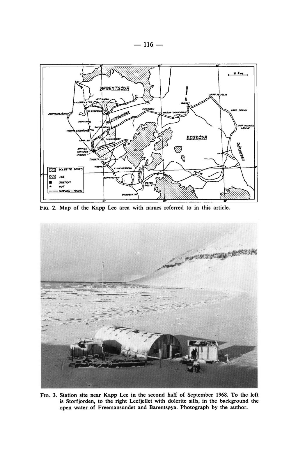116 FIG. 2. Map of the Kapp Lee area with names referred to in this article. FIG. 3. Station site near Kapp Lee in the second half of September 1968.