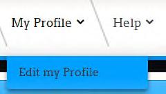 You can either click the My Profile menu item directly, which will take you to your user profile, or you can click the submenu item Edit my Profile (see Picture 4- My Profile Menu ) to open your
