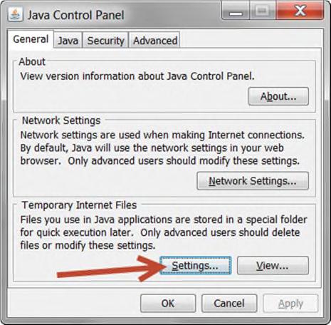 In the con view, locate the Java icon, and click/double click it.