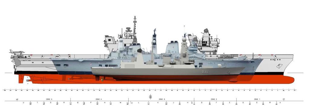 Does size matter? The above shows the Type 45 Destroyer, the Invincible Class and the new Queen Elizabeth Class overlaid.
