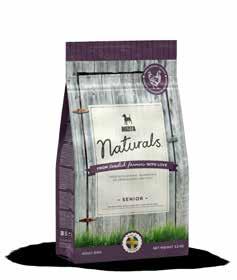 SENIOR A low-fat food made with fresh Swedish chicken and a well- balanced mix of minerals as well as omega 3 and 6. Suitable for senior dogs or other adult dogs with a low activity level.