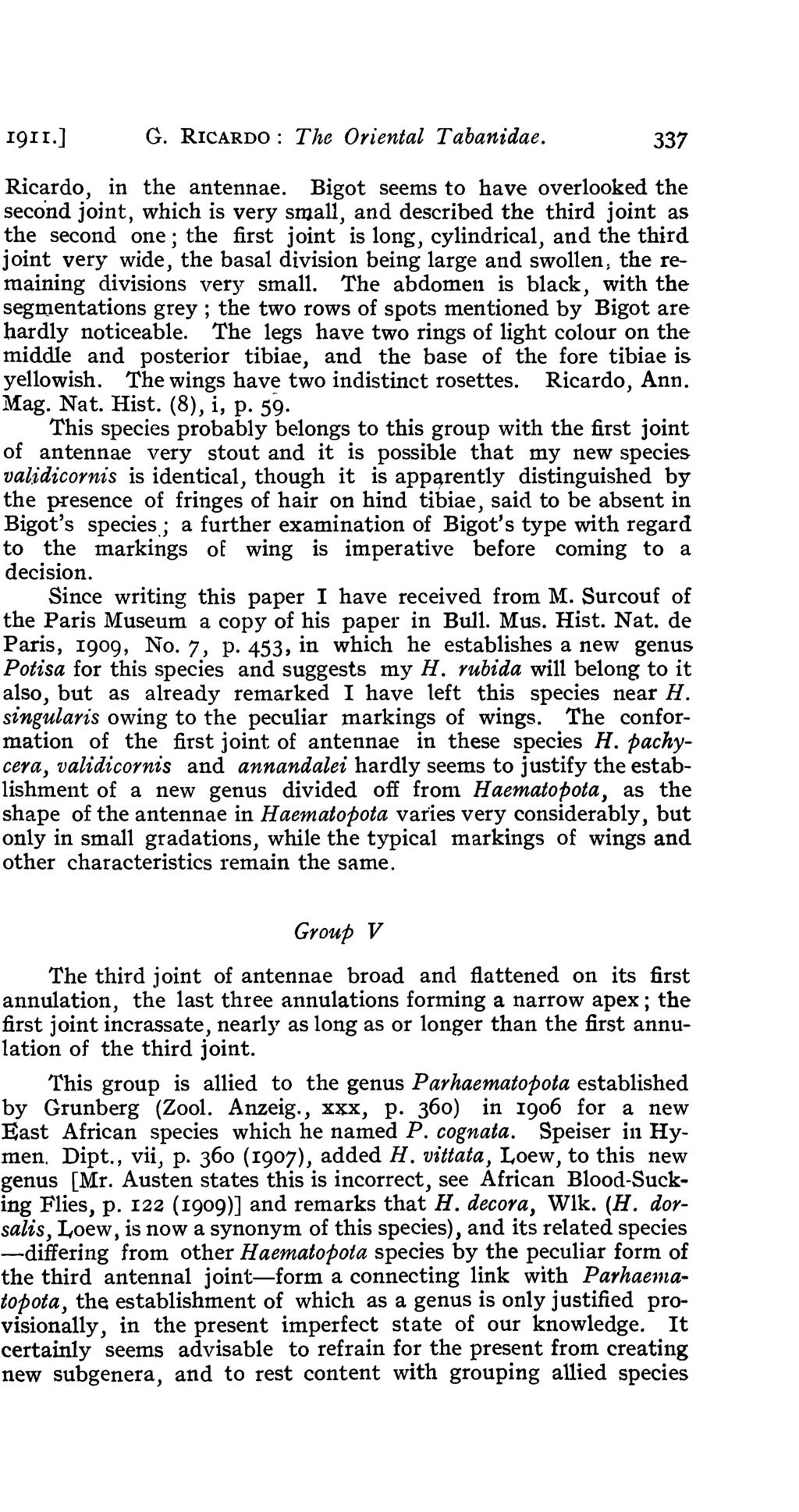 191 r.] G. RICARDO: The Oriental Tabanidae. 337 Ricardo, in the antennae.
