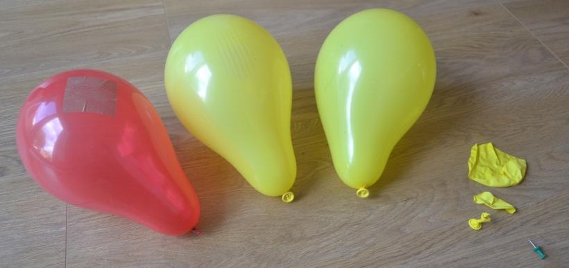 When we give an antibiotic, bacteria are killed or damaged pop some yellow balloons with the pin.