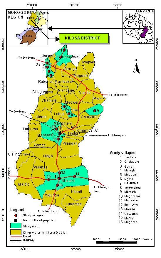 Figure 1: Map of Kilosa district