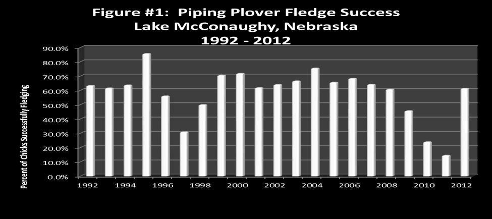 Page 8: Piping plover fledging Success at Lake McConaughy for the years 1992 2012 is shown in Figure #1.