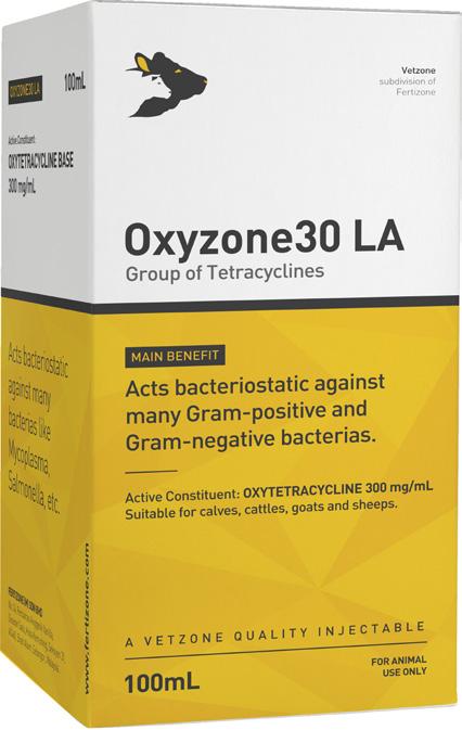Group of Tetracyclines Packing: 100mL Code: VZI006 Oxyzone30 LA Oxytetracycline belongs to the group of tetracyclines and acts bacteriostatic against many Gram+ve and Gram-ve bacterias.