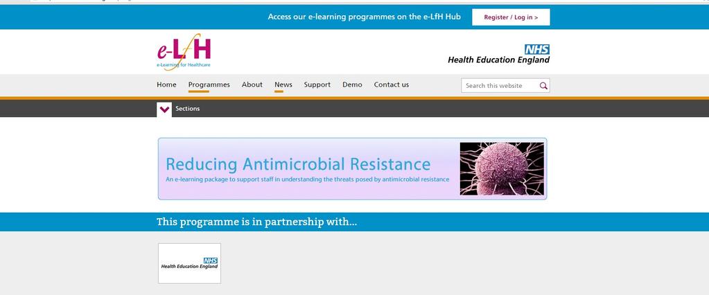 NHS HEE Reducing Antimicrobial Resistance e-learning package https://www.e-lfh.org.