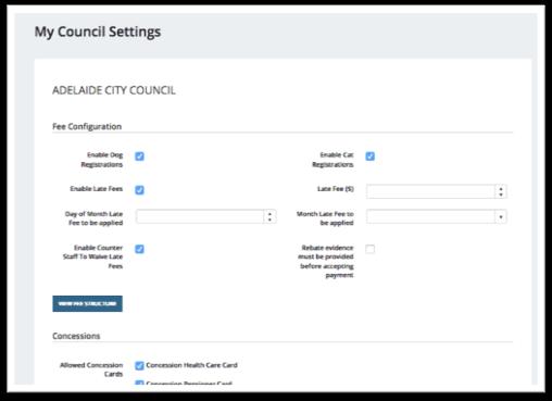 Councils can also configure information about their