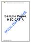 Sample Paper HEC CAT A