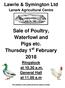 Sale of Poultry, Waterfowl and Pigs etc. Thursday 1 st February 2018