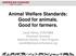 Animal Welfare Standards: Good for animals. Good for farmers.