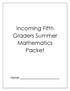 Incoming Fifth Graders Summer Mathematics Packet