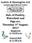 Sale of Poultry, Waterfowl and Pigs etc. Thursday 3 rd August, 2017