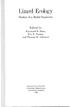 Lizard Ecology. Studies of a Model Organism. Edited by. Raymond B. Huey, Eric R. Pianka, and Thomas W. Schoener