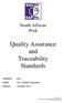 Quality Assurance and Traceability Standards