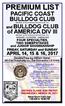 PREMIUM LIST PACIFIC COAST BULLDOG CLUB. Member of the American Kennel Club, Inc. of AMERICA DIV III
